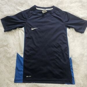 Nike Navy and White Dri-FIT Shirt Youth Small